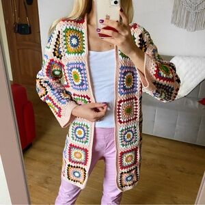 HANDMADE Colorful Crochet Cardigan Sweater 💐